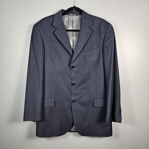Studio Milano Italy Suit Jacket Mens 42R Sport Coat Blazer Super 120s Navy Blue